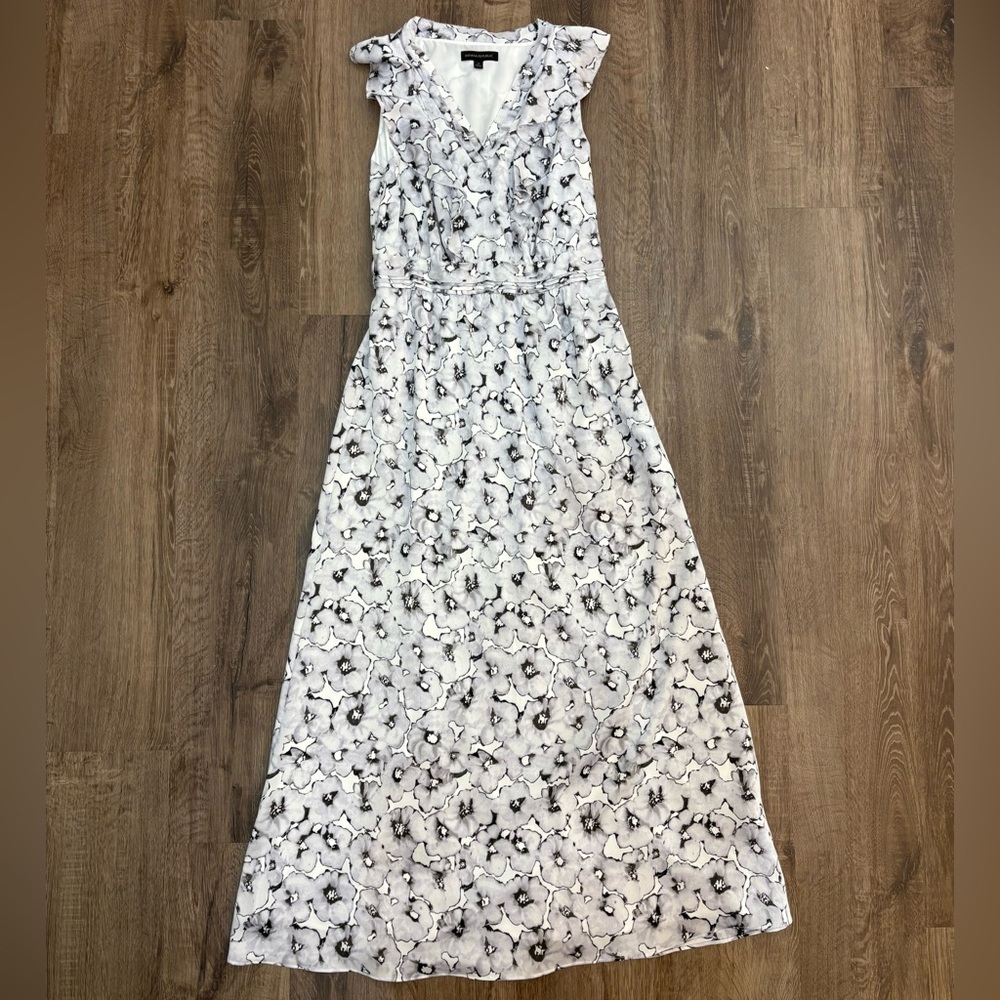 Banana Republic floral gray and white maxi dress